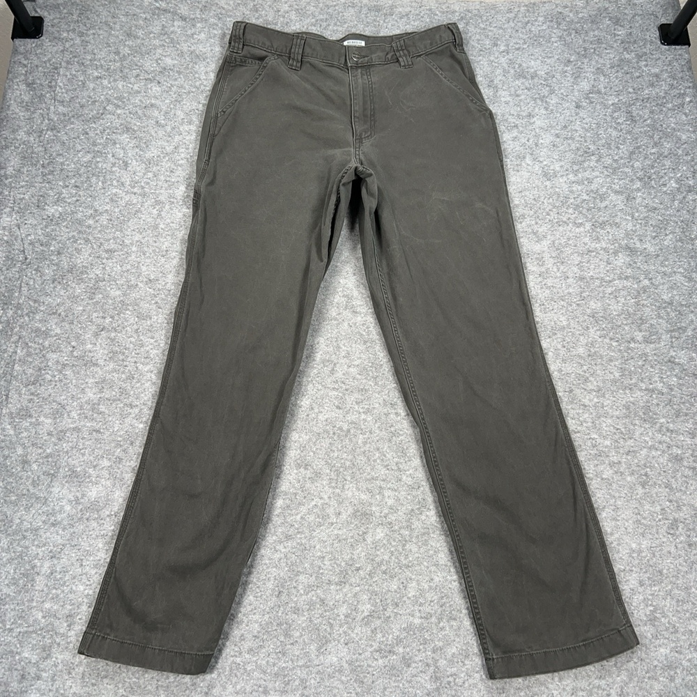 Carhartt Pants Mens 34x34 Green Rugged Flex Relaxed Canvas Carpenter MEAS32x31